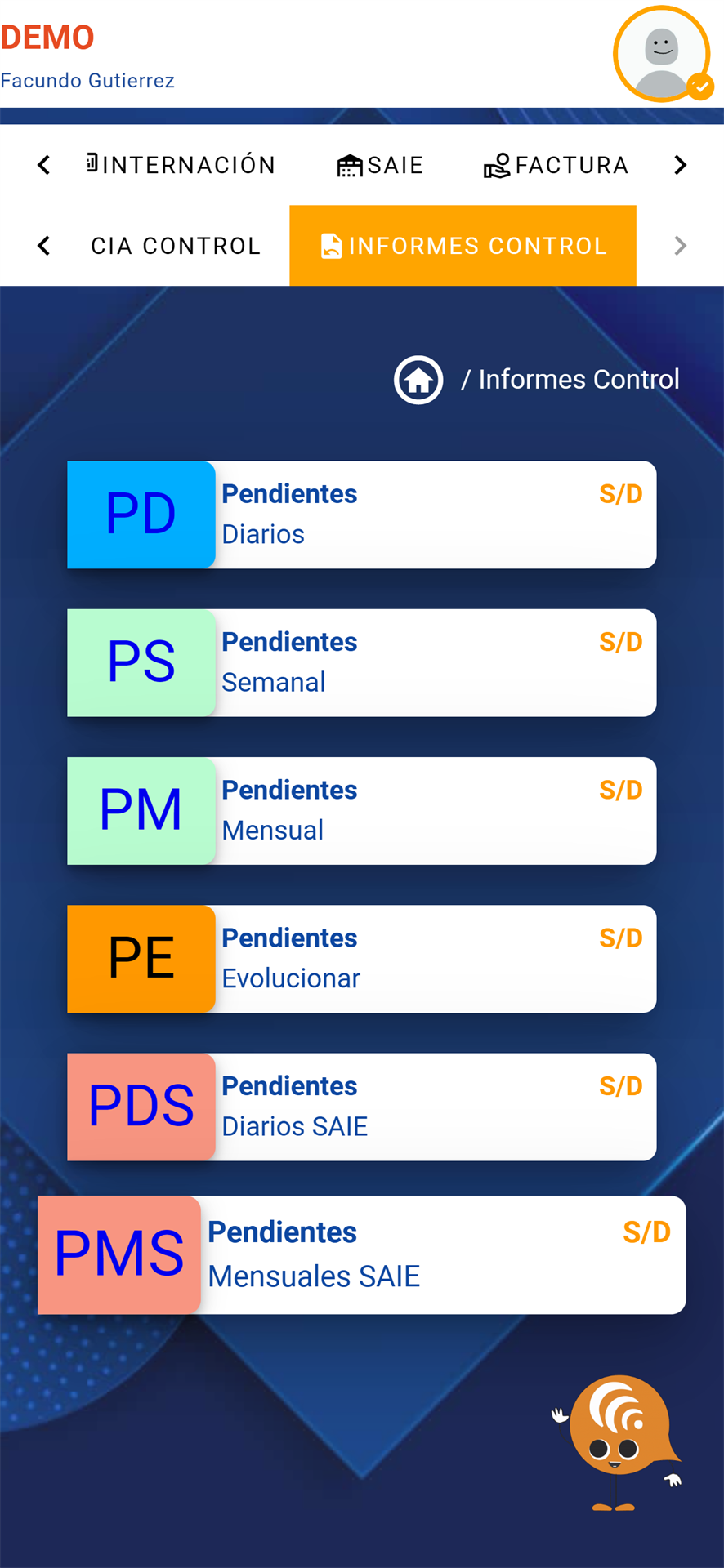 SIDIS Web — vista mobile